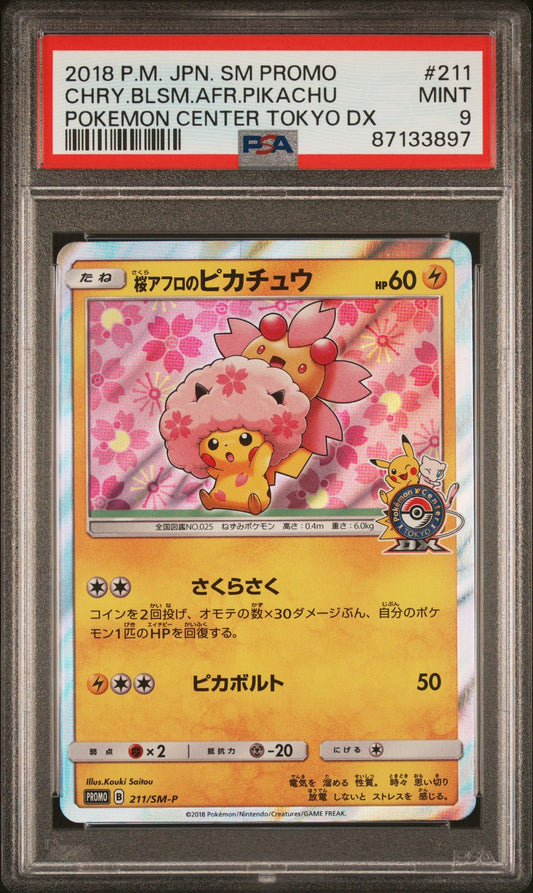 PSA 9 Cherry Blossom Afro Pikachu Pokemon Centre Tokyo